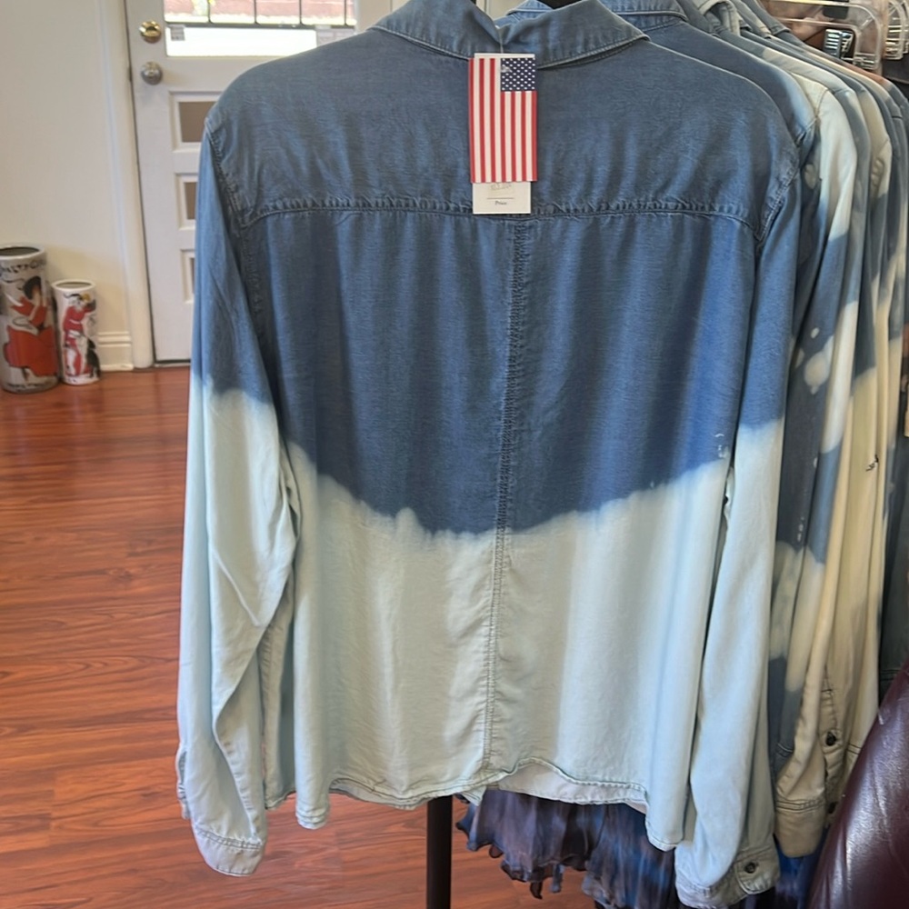 Dip dyed denim bottom up shirt